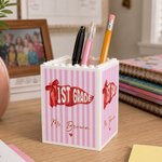 Personalized Teacher Pennant Flag Building Blocks Brick Pencil Holder with Title and Text Teacher's Day Appreciation Gift for Teacher