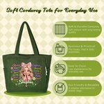 Sac fourre-tout en velours côtelé personnalisé, avec motif 3D, personnage de dessin animé, photo, messages positifs et prénom – Indispensable pour les voyages et le quotidien – Cadeau d'anniversaire p