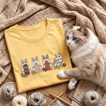Individuell gestaltetes T-Shirt, Sweatshirt oder Kapuzenpullover mit Aquarell-Motiv eines Haustierfotos und Stricknadel-Motiv in verschiedenen Farben – Alltagskleidung, Geschenk für Haustierpartys und