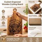 Personalized Flower Highland Cow Wooden Reversible Cutting Board with Engraved Text Grip Ship from USA Housewarming Birthday Gift for Family Friends