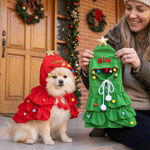 Personalized Christmas Tree Design Cat Small Dog Pet Cape with Embroidery Name Christmas Gift for Pet Owners Lovers