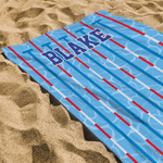 Telo da mare morbido ad asciugatura rapida con strisce personalizzate per corsie di nuoto e scritta 