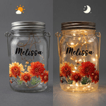 Personalised Birth Flower Mason Jar Night Light with Name Home Decor Birthday Bachelorette Party Gift for Friend Sister Bridesmaid