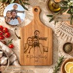 Personalized Engraved Photo Text Wooden Bamboo Reversible Cutting Board with Date and Grip Ship from USA Housewarming Anniversary Gift for Family