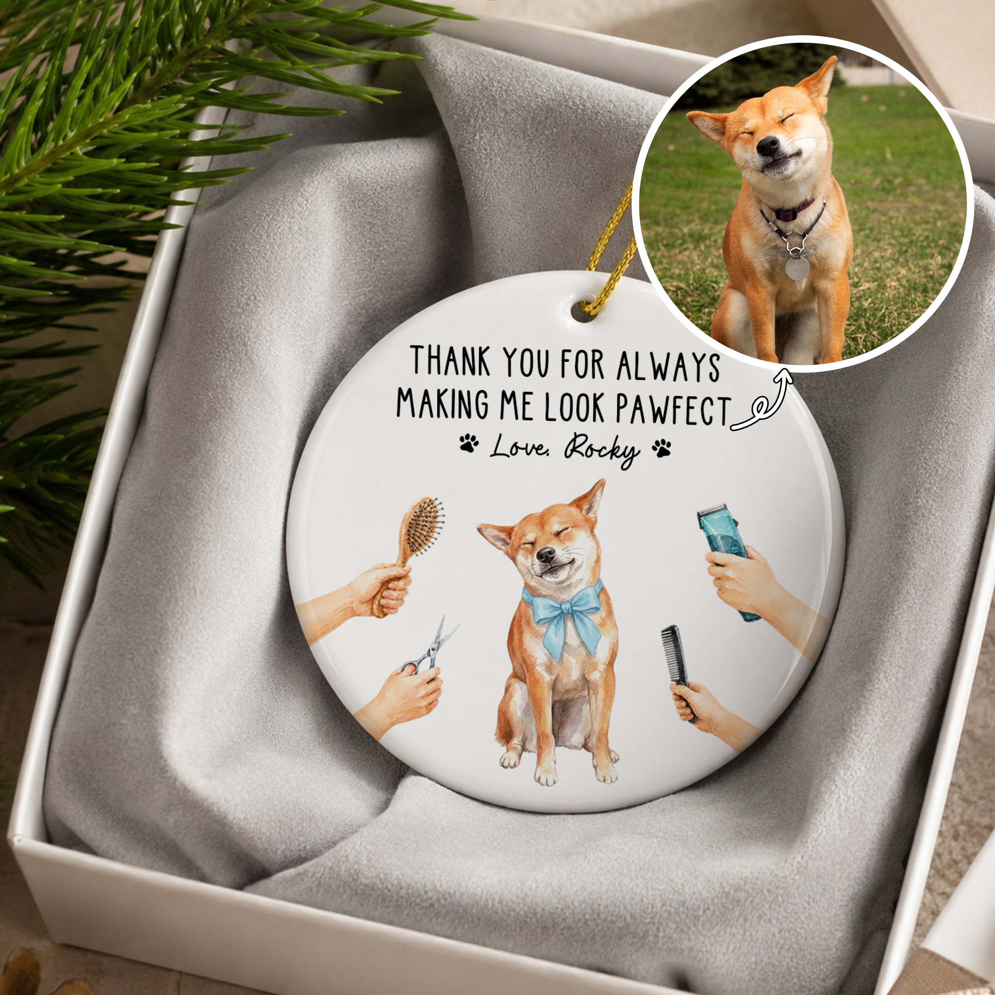 Personalisierte, niedliche Keramik-Weihnachtskugel mit Cartoon-Motiv „Tierpfleger“ und Schriftzug – Wohnaccessoire, Weihnachts- oder Geburtstagsgeschenk für Liebhaber der Tierpflege