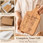 Personalized Simple Line Drawing Pattern Wooden Bamboo Reversible Cheese Charcuterie Cutting Board with Handle Made in USA Birthday Gift for Family