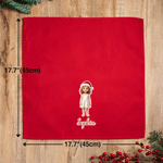 Personalised 3D-Effect Artwork Santa Hat Photo Design 100% Cotton Red Table Napkin with Name Table Decor Christmas Gift for Family Friend
