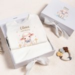 Personalized Jesus Love You Little Sheep 100% Cotton Baby Bodysuit Hat Blanket Gift Box Set Baptism Baby Shower Gift for Newborn New Parents