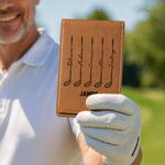 Portascorecard personalizzato in pelle PU per 1-6 mazze da golf con nome – Regalo per l’allenamento quotidiano, il giorno della partita e per gli appassionati di golf: ideale per papà, giocatori e all