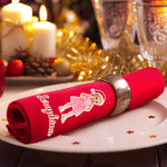 Personalised 3D-Effect Artwork Santa Hat Photo Design 100% Cotton Red Table Napkin with Name Table Decor Christmas Gift for Family Friend