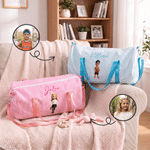 Bolsa de viaje grande personalizada con diseño artístico de personajes de dibujos animados con efecto 3D y nombre; regalo de viaje o de cumpleaños para niños y niñas