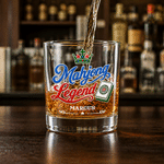 Vaso de whisky «Rock» de 10 oz con diseño personalizado con efecto 3D y temática de la corona del mahjong, con nombre; regalo de cumpleaños o aniversario para los amantes del mahjong y los aficionados