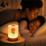 Personalised 3D-Effect Artwork Birth Flower Touch Control Rechargeable LED Night Light with Name Birthday Gift for New Moms Kids