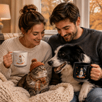 Personalised Autumn Maple Leaf Pet Photo 12 oz Ceramic Coffee Mug with Name Daily Use Birthday Gift for Pet Owners Lovers