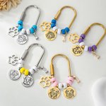 Personalised Cute Paw Print Bone Pet Portrait Beads Keychain Bag Charm with Card and Box Memory Sympathy Gift for Loss of Pet
