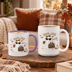 Personalized Multicolor Boo Jee Leopard Ghost 11 oz 15 oz Ceramic Coffee Mug with Name Halloween Fall Gift for Family Friends