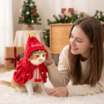 Personalized Christmas Tree Design Cat Small Dog Pet Cape with Embroidery Name Christmas Gift for Pet Owners Lovers