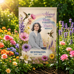 Personalized Floral Hummingbird Rainbow Photo Memorial Garden Flag with Name and Date Commemorative Sympathy Gift for Loss of Loved One