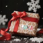 Personalized Red-Green Plaid Chenille-Inspired Design Letter Stickers Labels with Name Gift Decor Christmas Party Gift for Kids Family Friends