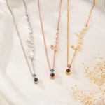 Collier en argent sterling personnalisé avec projection de photo micro-gravée, pierre de naissance et prénom – Bijou raffiné, cadeau d'anniversaire ou de mariage pour femme