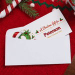 Gepersonaliseerde kerstelf-portemonnee met kerstmuts, initialen, naam en envelop – kerstcadeau voor het gezin en kinderen