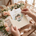 Personalized Watercolor The Newlyweds Photo Greeting Card with Text Year and Envelope Wedding Reception Gift for Couple Newlyweds