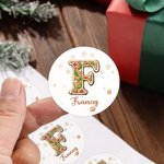 Personalised Sweets Snowflake Gingerbread Style Initial Gift Tag Sticker Name Lable Set of Christmas Holiday Gift for Family Kids