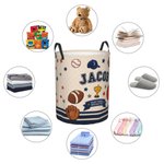 Personalized Sports Cartoon Ball Imitation Quilting Style Large Capacity Laundry Basket with Name Home Decor Birthday Christmas Gift for Boys Teens