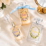 Personalized Fresh Birth Flower Wreath Glass Refillable Spray Perfume Bottle with Name Daily Use Wedding Birthday Gift for Bridesmaid Mom Friend