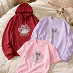 Personalized Multicolor Paw Print Pet Portrait T-shirt Sweatshirt Hoodie with Name Daily Wear Birthday Anniversary Gift for Pet Lover Friend