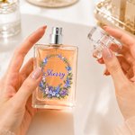 Personalized Fresh Birth Flower Wreath Glass Refillable Spray Perfume Bottle with Name Daily Use Wedding Birthday Gift for Bridesmaid Mom Friend