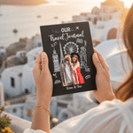 Personalized Travel Couple Photo World Landmark Buildings A5 A6 PU Leather Notebook with Names Anniversary Travel Gift for Couples Travelers