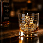 Personalised 3D-Effect Artwork Lion Best Dad Ever 1-5 Children's Name 10 oz Rock Whisky Glass Christmas Birthday Gift for Dad Grandfather