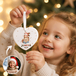Personalised 3D-Style Artwork Cartoon Kid Photo Heart Circle Ornament with Name Home Decor Christmas Party Gift for Kids Friends