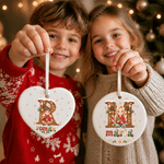 Personalised 3D-Style Artwork Cartoon Kid Photo Heart Circle Ornament with Name Home Decor Christmas Party Gift for Kids Friends