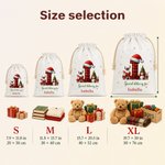 Personalized Cute Snowman Santa Claus Christmas Hat Initial Design Large Canvas Drawstring Gift Bag with Name Christmas Gift for Boys Girls