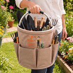 Personalized Birth Flower Cartoon Character Gardening Bag with Text and Name Retirement Birthday Gift for Gardening Lovers