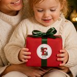 Personalized Christmas Theme Initial Waterproof Sticker Labels with Name Christmas Decor Party Favors for Family Friends