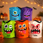Personalised Cartoon Monster Eyeball Reusable LED Light Sweets Bucket with Name Trick or Treat Halloween Gift for Boys Girls