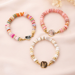 Personalised Heat-Activated Hidden Photo Sea Shell Heishi Beads Bracelet with Engraved Text Memorable Anniversary Birthday Gift for Women Girls
