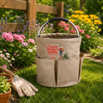 Personalized Birth Flower Cartoon Character Gardening Bag with Text and Name Retirement Birthday Gift for Gardening Lovers