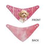Bandana souple multicolore pour animal de compagnie, personnalisé avec une photo aquarellée et son nom – Cadeau d'anniversaire ou pour une fête, destiné aux propriétaires et aux amoureux des animaux
