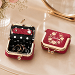 Personalised Birth Flower Portable PU Leather Mini Jewellery Case with Kiss Lock and Name Birthday Gift for Family Best Friend