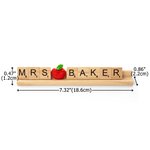 Personalized Apple Pencil Charm Scrabble Letter Block Wooden Name Sign Classroom Desk Decor Back to School Appreciation Gift for Teacher
