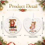 Personalised 3D-Style Artwork Cartoon Kid Photo Heart Circle Ornament with Name Home Decor Christmas Party Gift for Kids Friends