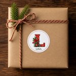 Personalized Christmas Theme Initial Waterproof Sticker Labels with Name Christmas Decor Party Favors for Family Friends