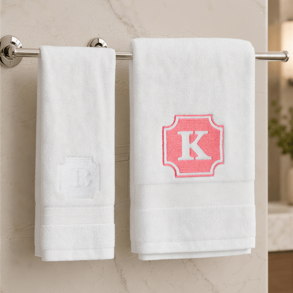 Personalized Multicolour Embroidered Embossed Initial Design 100% Cotton Face Bath Towel Housewarming Wedding Gift for Newlyweds Couple Friends