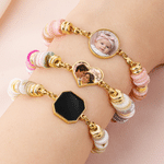 Personalised Heat-Activated Hidden Photo Sea Shell Heishi Beads Bracelet with Engraved Text Memorable Anniversary Birthday Gift for Women Girls