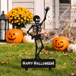 Personalized Spooky Season Skull Skeleton Garden Sign Yard Stake with Text Festival Outdoor Decor Halloween Party Gift for Family Friend