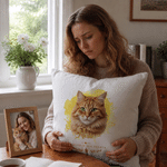 Housse de coussin décorative personnalisée, multicolore, à l'aquarelle, avec photo de votre animal de compagnie, son nom et un texte – Décoration d'intérieur, cadeau en souvenir d'un animal disparu, d